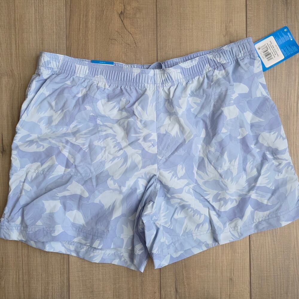 Columbia Women's Sandy River II Printed Blue Shorts Women Sz L - Picture 2 of 11